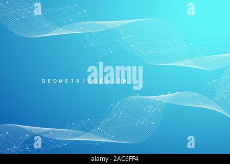 Abstract colorful wave lines background. Dynamic particles sound wave flowing abstract background. Geometric template for your design brochure, flyer Stock Vector