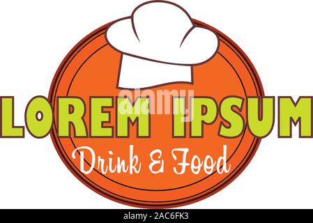 Restaurant Logo Design Template, Resto Logo Concept ( Drink & Eatery ), tray, a chef's hat icon Stock Vector