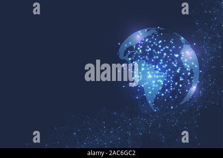 Global network connection social concept. Big Data Visualization. Network communication. Internet and Technology. Business vector illustration. Stock Vector