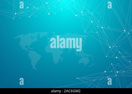 Abstract plexus background with connected lines and dots. Plexus geometric effect Big data with compounds. Lines plexus, minimal array. Digital data Stock Vector