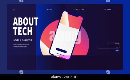 Wonderful, modern colorful website landing page for any smart phone or technology proposes. Stock Vector