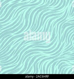Seamless vector pattern of diagonal turquoise stripes on a blue background. Texture for fabric or packaging smooth lines on a turquoise background Stock Vector