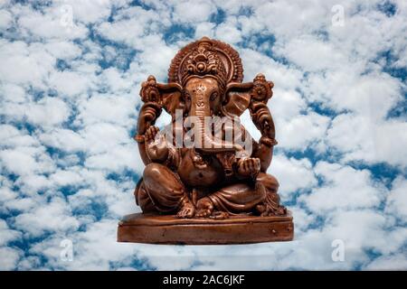wooden statue of Hindu god Ganesha, Hindu religion Stock Photo