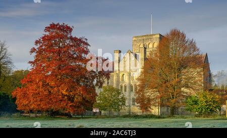 Winchester, UK - November 9, 2019:  Winter sunrise on a frosty morning at St Cross Hospital, Winchester, UK Stock Photo