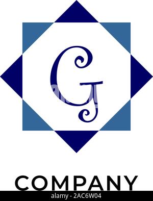 Letter G Alphabetic Logo Design Template, Development company Logo Concept, Triangle Shape, Square Logo Stock Vector