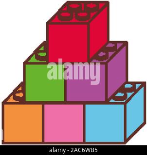 Pile of lego blocks on white background illustration Stock Vector