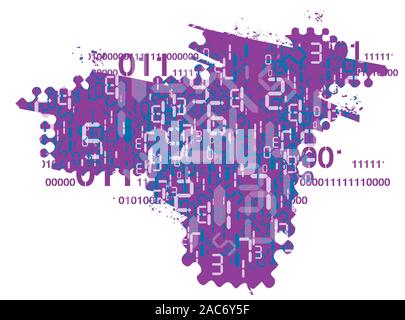 Grunge background, math, digital technology. Expressive Illustration with digital numbers and binary codes. Vector available. Stock Vector