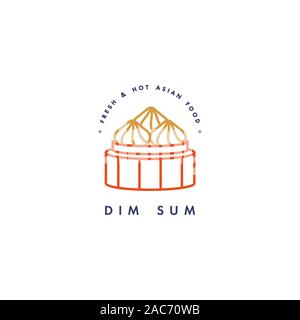 Vector logo design template and emblem or badge. Asian food - dim sum. Linear logos. Stock Vector