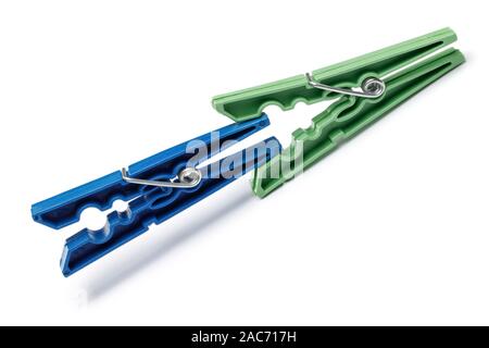 Plastic clothespin isolated on white background Stock Photo