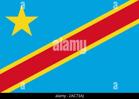 Nationalfahne, Flagge von Kongo, Demokratische Republik, Zentralafrika, Afrika Stock Photo