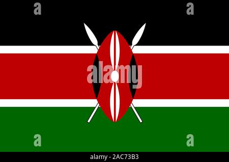 Nationalfahne, Flagge von Kenia, Ostafrika, Afrika, Stock Photo