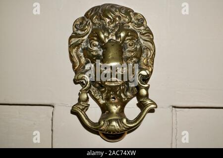 Lion head brass door furniture Stock Photo