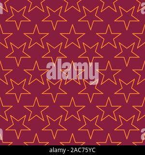 Abstract seamless pattern with shapes of stars on a dark red background. Orderly arrangement of geometric shapes. Vector illustration. Graphic texture Stock Vector