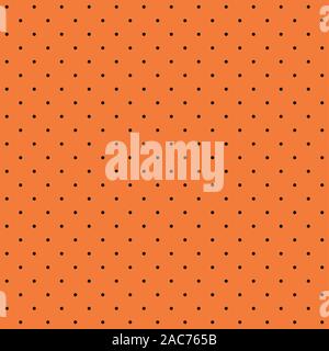 Abstract seamless pattern with black dot on an orange background. Orderly arrangement of geometric shapes. Vector illustration. Graphic texture for de Stock Vector
