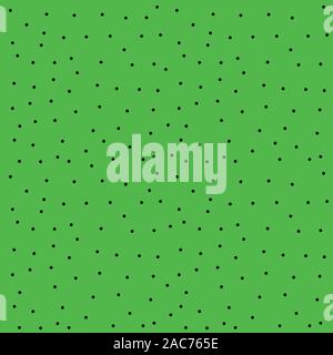 Abstract seamless pattern with black dot on a green background. Unordered point arrangement. Vector illustration. Graphic texture for design. Stock Vector