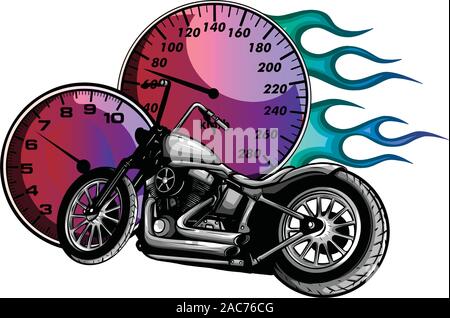 Artistic stylized motorcycle racer in motion. illustration Stock Vector