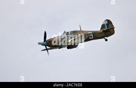 Battle of Britain Memorial Flight Hawker Hurricane Mk IIC PZ865 airborne at the Royal International Air Tattoo 2019 Stock Photo