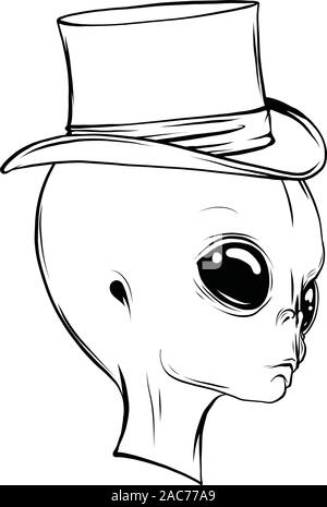 Alien face isolated on white photo-realistic vector illustration Stock Vector