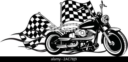 vector illustration Flaming Bike Chopper Ride Front View Stock Vector