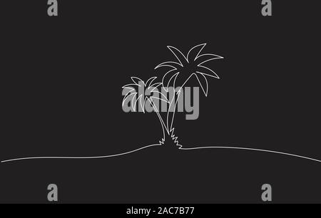 Monochrome Drawing sketch of two coconut palm trees vector design. Stock Vector