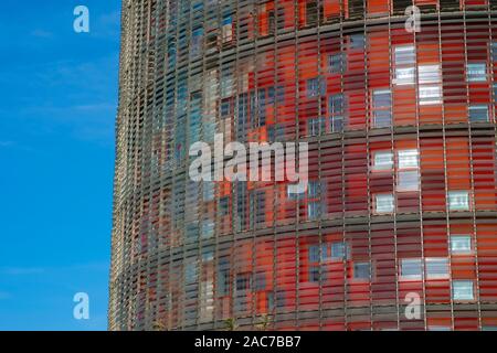 Detail of Torre Glòries aka Agbar Tower in Barcelona. Stock Photo