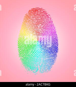Modern art. Fingerprint in colors of rainbow Stock Photo