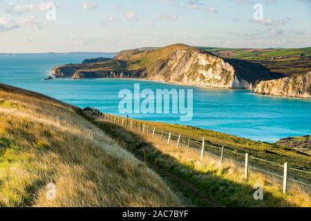 Worbarrow Bay, Dorset, UK. 1st Dec, 2019. UK Weather. A view along the South West Coast Path looking West towards Worbarrow Bay in the Lulworth Army Range in Dorset on a cold sunny day on the first day of winter. The range walks are open to the public most weekends and main school holidays for visitors to explore. Picture Credit: Graham Hunt/Alamy Live News Stock Photo