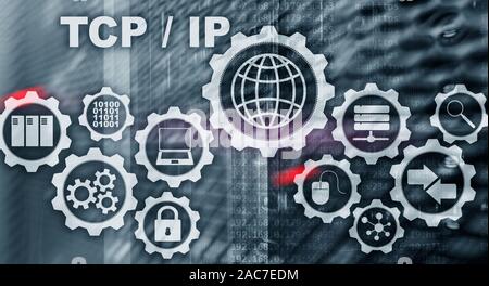 Tcp ip networking. Transmission Control Protocol. Internet Technology concept Stock Photo