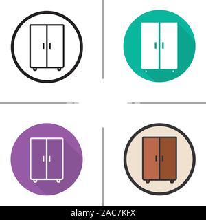 Wardrobe icon. Flat design, linear and color styles. Cabinet. Isolated vector illustrations Stock Vector