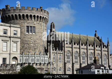Dublin Castle's historic Record Tower, the largest remaining part of the 13th-century Norman fortification, Republic of Ireland, Europe. Stock Photo
