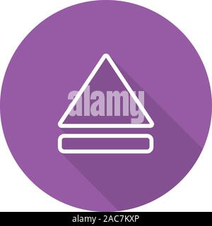 Eject button flat linear long shadow icon. Vector line symbol Stock Vector