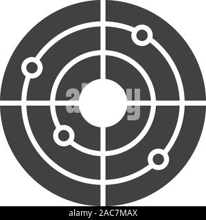 Shooting range icon. Gun target with bullet holes. Drop shadow radar silhouette symbol. Negative space. Vector isolated illustration Stock Vector