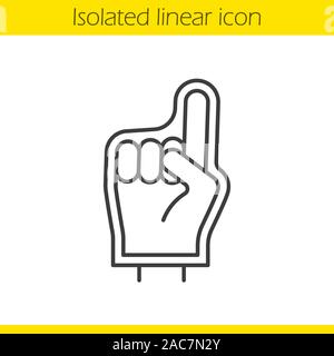Foam finger linear icon. Thin line illustration. Sport fans foam hand contour symbol. Vector isolated outline drawing Stock Vector