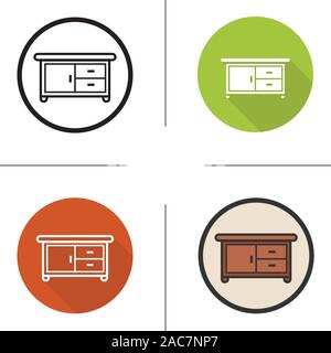 Kitchen counter icon. Flat design, linear and color styles. Isolated vector illustrations Stock Vector