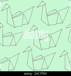 Seamless Pattern with Origami birds. Simple Hand Drawn kids background ...