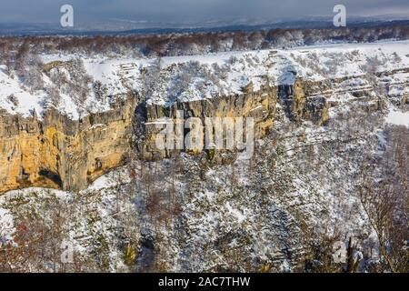Natural cliff and viewpoint in winter. Stock Photo