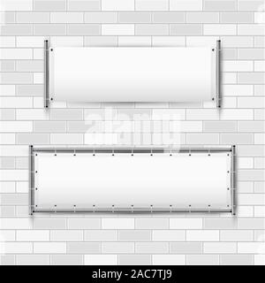 Empty White Vinyl Banners With Grommets Horizontal Blank