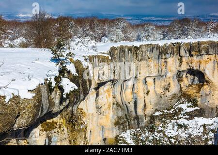 Natural cliff and viewpoint in winter. Stock Photo