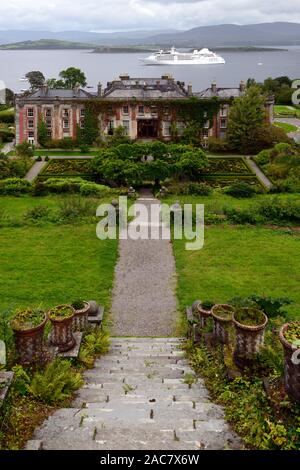 box hedge parterre,wisteria circle,acer palmatum,terrace,gardens,Bantry house and Gardens, West Cork Garden Trail,cruise ship,cruiseliner,bantry bay,t Stock Photo