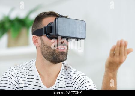a man with vr headset Stock Photo