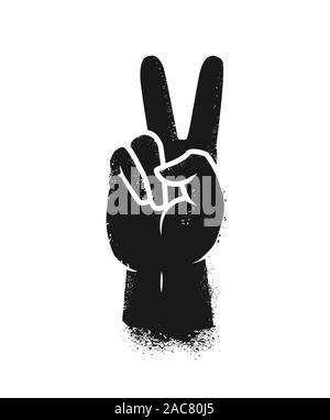 Victory or peace hand gesture symbol. Vector illustration Stock Vector