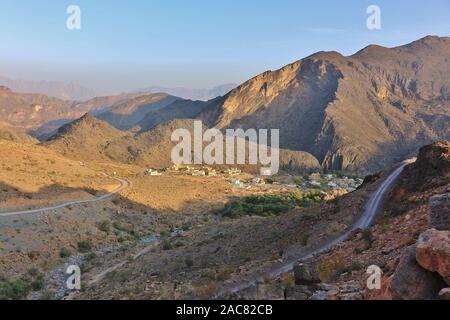 Oman Hajar Mountain Pass with scenic View Stock Photo