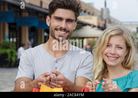 picture showing young couple shopping in the city Stock Photo