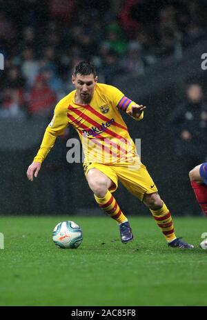 Madrid, Spain. 01st Dec, 2019. Madrid, Spain; 01/12/2019.- Soccer of La Liga match 14, Atletico de Madrid against Barclona held at the Wanda Metropolitano stadium, in Madrid. Leo Messi Barcelona player Credit: Juan Carlos Rojas/Picture Alliance | usage worldwide/dpa/Alamy Live News Stock Photo