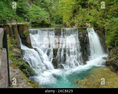 Impressive waterfall in Slovenia Stock Photo