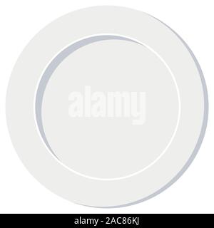 Empty white plate vector illustration isolated on white background. Stock Vector