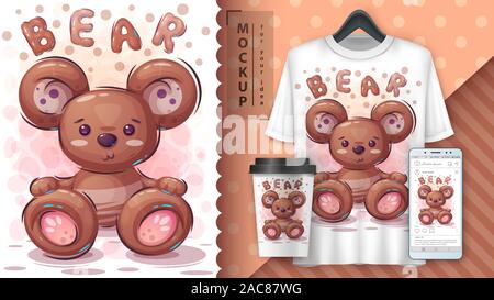 Teddy bear poster and merchandising Stock Vector