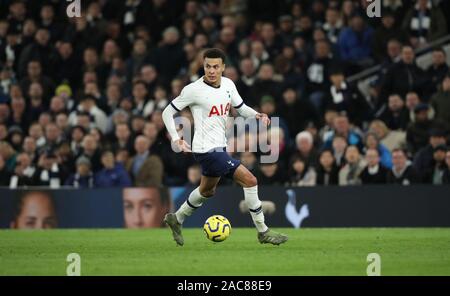 London, UK. 30th Nov, 2019. Dele Alli (TH) at the Tottenham Hotspur v Bournemouth English Premier League match, at the New White Hart Lane, London, UK on November 30, 2019. **Editorial use only, license required for commercial use. No use in betting, games or a single club/league/player publications** Credit: Paul Marriott/Alamy Live News Stock Photo