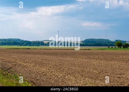 Saarbrucken, Germany - August 31, 2019: Summer landscape with Wind turbines in Saarland, Germany Stock Photo