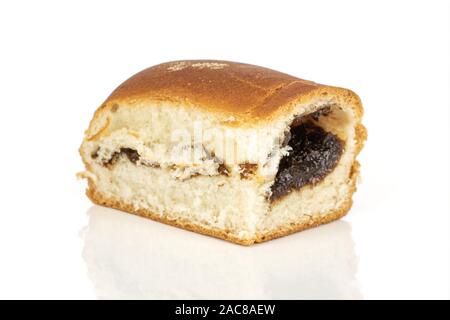 One whole yeast sweet czech bun isolated on white background Stock Photo